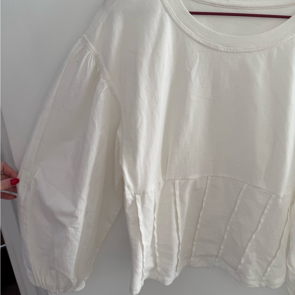 Women's White corset balloon sleeve Long Sleeve Top size small - Picture 3 of 3